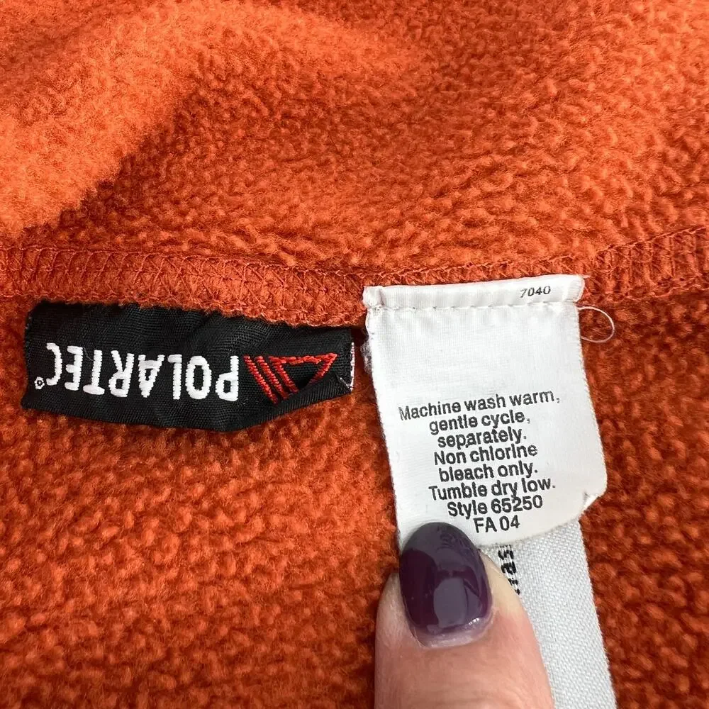 J. Crew Mens Orange Polartec ½ Zip Pullover Size XL **READ**